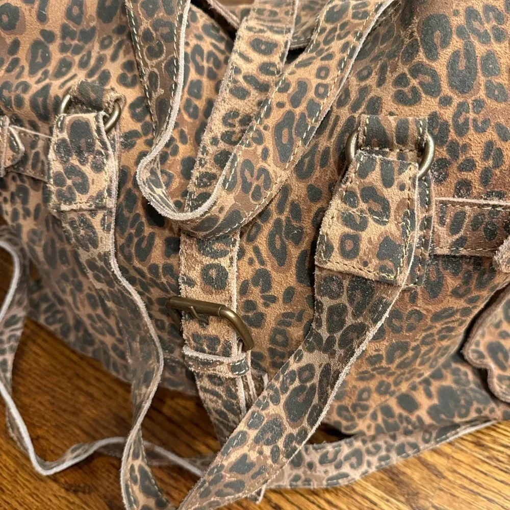 Free People Wild Thing Leather Leopard Tote